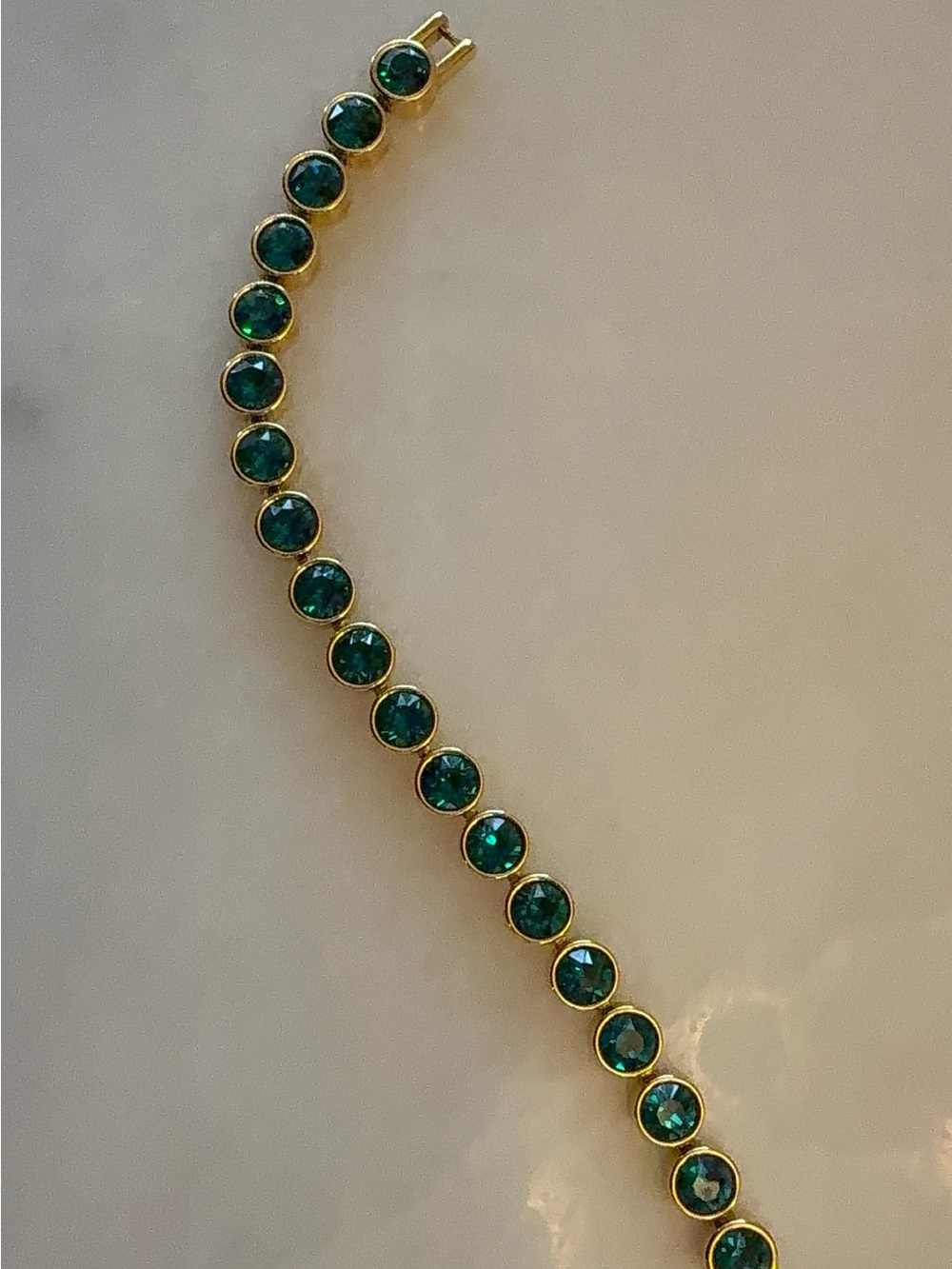 Touchstone Crystal Gold-Tone Bracelet with Emerald Green Stones